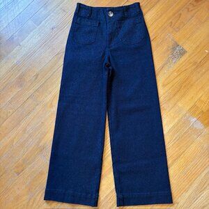 Maeve by Anthropologie Colette Sparkle Denim Cropped Wide-Leg Jeans Size 24